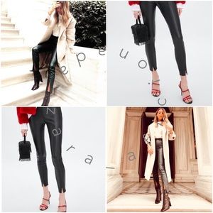 ZARA Black Faux Leather Legging Pants sz XL
